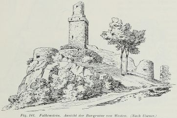 Drawing of the ruins of Falkenstein Castle.
