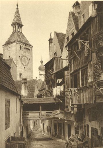 View of the old "Hexenwinkel" neighborhood in Landsberg.