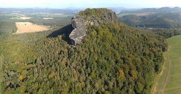 Aerial view of Lilienstein Mountain.